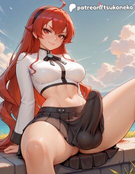 1futa 2025 ai_assisted ai_generated anime artist_name bulge cloud cock dick erection erection_under_clothes eris_boreas_greyrat eris_greyrat explicit futanari hi_res high_quality high_resolution highres long_hair mushoku_tensei mushoku_tensei:_isekai_ittara_honki_dasu navel outdoors patreon patreon_username penis red_hair skirt sky smile solo stable_diffusion testicles tsukoneko watermark