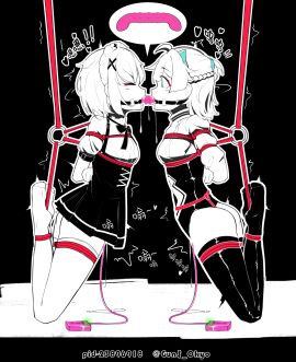 2girls arms_behind_back arms_bound_behind_back artist_name bondage bound bound_arms bound_legs bound_together choking_on_dildo closed_eyes cock_gag cross_section deepthroat deepthroat_training dildo dildo_gag dildo_in_mouth dildo_in_throat dildogag double_dildo double_dildo_deepthroat dress drool drooling female female_only female_orgasm femsub folded_legs forced_deepthroat forced_oral forced_orgasm forced_partners forced_yuri gag gagged gagged_female gagging gun$_okyo hanging_bondage leotard maid maid_dress male multiple_females multiple_girls on_knees open_eyes open_mouth_gag orgasm penis penis_gag pink_vibrator pulley pussy pussy_juice pussy_juice_drip red_rope ring_gag rope rope_bondage sex_slave sex_toy shiny_clothes short_hair slave slave_girl stockings sub suspension suspension_bondage trembling vibrator vibrator_cord vibrator_under_clothes vibrator_under_panties yuri