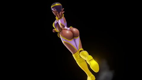 3d 3d_animation animated bob_cut brown_skin brown_skinned_female busty capcom egyptian egyptian_female female female_focus female_only hourglass_figure menat_(street_fighter) purple_hair rainbow_mika_(cosplay) sf_screenshot short_hair street_fighter street_fighter_v tagme video wide_hips
