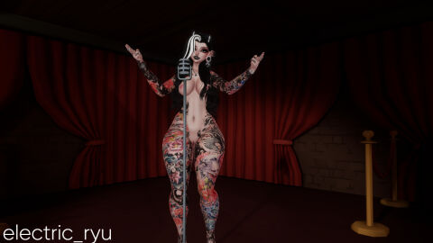 1girls ass big_ass big_breasts breasts electric_ryu female stage vrchat vrchat_avatar