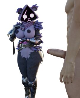1boy 1girls 3d :< big_breasts big_penis breasts female fortnite furry horny_male male naked naked_male penis raven_team_leader shocked sole_female sole_male