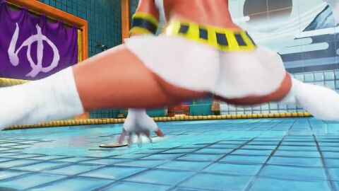 3d animated anus_peek ass athletic athletic_female bob_cut brown_skin brown_skinned_female bubble_butt busty capcom egyptian egyptian_female female female_focus female_only hourglass_figure menat_(street_fighter) purple_hair sf_screenshot short_hair sound street_fighter street_fighter_v tagme thong video wide_hips