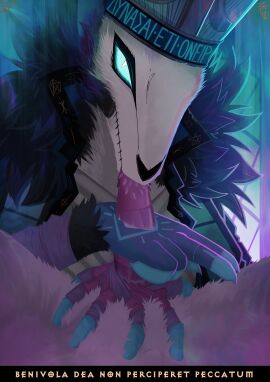 anthro circe_(pankallisti) clothing duo fellatio female first_person_view genitals greek_text handjob hi_res hole_in_hand latin_text lineless looking_at_viewer male male_pov mammal markings mitre murid murine oral pankallisti penile penis prosthetic prosthetic_hand rat religious_clothing rodent sex submissive submissive_pov surgical_suture text unusual_penetration wounded