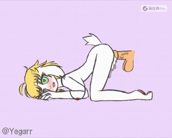 animated anthro blonde_hair blush bodily_fluids bouncing_breasts bovid breasts caprine female female/female female_penetrated fur genital_fluids goat green_eyes hair heart_eyes heart_symbol heterochromia male mammal paws penetration penile penile_penetration penis penis_in_pussy purple_eyes pussy scarlena_lancy simple_background solo tail vaginal_fluids vaginal_penetration white_body white_ears white_fur white_tail yegarr