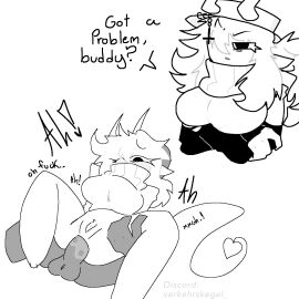 anal annoyed annoyed_expression annoyed_face anus arm_warmers art_request big_breasts big_thighs breasts demon demon_girl demon_horns demon_tail fan_character female grey_body grey_skin hat inserted_penis instant_loss_2koma jackyboo lifted lifting lifting_person long_hair male moan moaning moaning_in_pleasure penis pussy roblox robloxian sweater thighs vagina white_background white_body white_hair white_skin