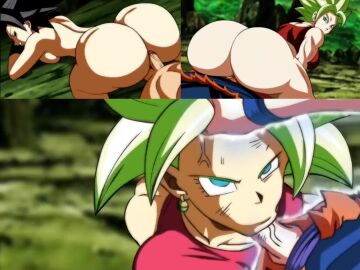 1boy 2d 2d_animation 2girls anal anal_sex angry angry_face ass ass_focus ass_up asshole big_ass black_eyes black_hair blowjob blowjob_face caulifla clothed clothed_sex clothing divine_wine dragon_ball dragon_ball_super fat_ass female goku green_eyes green_hair happy huge_thighs kale kefla naked naked_female partially_clothed penetration penis riding riding_penis smile sound tagme vampiranhya_(artist) video