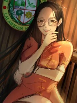 1girls alice_leal_guo artist_request black_hair chinese chinese_clothes female glasses long_hair mayor naic real_person solo