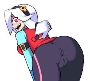 anus_outline ass ayb brawl_stars colette_(brawl_stars) female looking_back open_mouth pussy pussy_outline