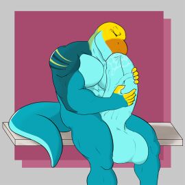 2022 5_fingers abs anthro autofellatio balls bench big_balls big_muscles big_penis blue_body blue_scales bodily_fluids claws collared_lizard common_collared_lizard digital_drawing_(artwork) digital_media_(artwork) finger_claws fingers genitals geometric_background goodmoon green_body green_eyes green_scales hi_res holding_penis huge_balls huge_cock lizard looking_at_genitalia looking_at_penis male masturbation monroe_lehner multicolored_body multicolored_scales muscles muscular muscular_anthro muscular_male oral oral_masturbation orange_body orange_scales pecs penile penile_masturbation penis reptile saliva saliva_on_penis scales scalie shaded simple_background sitting soft_shading solo straining striped_body striped_scales stripes struggling_to_fit thick_penis two-handed_masturbation vein veiny_penis yellow_body yellow_scales