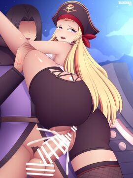 1boy 1girls alternate_costume anus arm_support ass asymmetrical_clothes asymmetrical_legwear back backless_outfit balls bandana bare_arms bare_back bare_legs bare_thighs blonde_hair boat breasts brown_hair censored cloud commission cum cum_in_pussy cum_inside dragon_quest dragon_quest_xi earrings elbow_gloves female female_focus fishnet_legwear fishnets from_below gloves hand_on_another's_shoulder hand_tattoo hat hero_(dq11) large_ass large_breasts leg_grab leg_hold leg_up legs light long_hair long_sleeves looking_back lumarianne20 male male_pubic_hair night open_mouth outdoors overflow penis pirate pirate_hat pubic_hair purple_eyes pussy serena_(dq11) sex short_hair shorts single_thighhigh sky smile solo_focus splits spread_legs standing standing_on_one_leg standing_sex starry_sky tattoo testicles thick_cum thick_thighs thighs torn_clothes vaginal_penetration vertical_splits very_long_hair yellow_hair