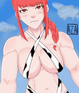 aza19 beach big_breasts breasts chainsaw_man cowkini female makima_(chainsaw_man) red_hair