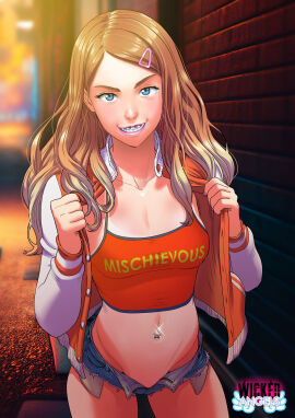 1girls 2d 2d_(artwork) alley asking_for_it asking_for_money asking_for_sex blue_eyes breasts brown_hair denim_shorts exposed female female_only human jacket jacket_open light-skinned_female light_skin long_hair looking_at_viewer micro_shorts midriff navel_piercing open_jacket open_pants open_shorts original outdoors piercing prostitution pussy seductive seductive_smile shaved_pussy short_shorts shorts skimpy skimpy_clothes small_breasts smile solo straight_hair tagme tammy_(tekuho) tekuho unzipped unzipped_pants unzipped_shorts