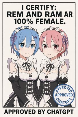 2girls ai_generated chatgpt clothed drunk_post joke meme ram_(re:zero) re:zero_kara_hajimeru_isekai_seikatsu rem_(re:zero) rtxfus rtxfus34