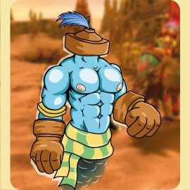 abs big_pecs blue_body creature djinn heroes heroes_of_might_and_magic magic male male_only muscular muscular_male no_face pectorales pink_nipples