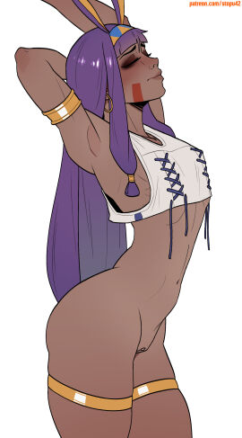 1girls animal_ears armpits arms_up breasts bunny_ears dark-skinned_female dark_skin deep_armpits fate/grand_order fate_(series) female large_breasts looking_at_another naked nipples nitocris_(fate/grand_order) pussy stopu uncensored