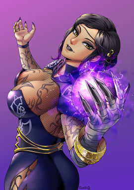 1girls 2024 2d 2d_(artwork) abs amber_eyes artist_name athletic athletic_female bandai_namco big_breasts black_hair breasts brown_eyes cleavage cowboy_shot egyptian egyptian_female energy energy_ball esper eyeshadow female female_only fit fit_female fully_clothed glowing_arm glowing_hand human human_only looking_at_viewer middle_eastern middle_eastern_female namco olive-skinned_female olive_skin purple_background questionable realistic_proportions simple_background solo solo_female superpowers tekken tekken_8 tekken_tag_tournament_2 thotlerrr treartz violet_background voluptuous voluptuous_female west_asian zafina_(tekken)