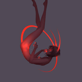 black_hair breasts dark-skinned_female dark_skin demon demon_girl female glowing glowing_eyes glowing_horns glowing_mouth glowing_nipples glowing_pussy glowing_tail highres horns licking_own_pussy_juice long_horns long_tail oni original pussy pussy_juice_in_mouth pussy_juice_on_fingers short_eyebrows short_hair small_breasts solo tail tailbox