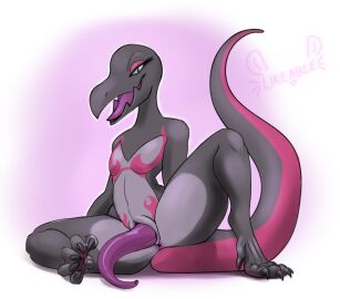 1boy animal_genitalia generation_7_pokemon genital_slit genitals hi_res likeablemouse male male_only male_salazzle nintendo penis pokemon pokemon_(species) prehensile_penis salazzle tentacle_penis