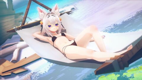 3d beach bikini breasts female filian filian_(vtuber) indie_virtual_youtuber koikatsu small_breasts virtual_youtuber vtuber