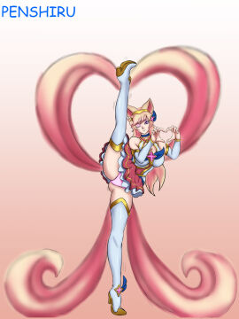 ahri female female_focus high_heels league_of_legends penshiru standing_split star_guardian_ahri star_guardian_series