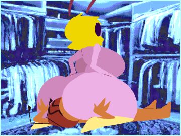 animated ass breasts female huge_ass pixel_art sitting_on_person thighs wondabarappa