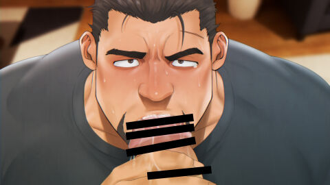 2boys bara beard beefy big_glans big_penis blowjob blush brown_hair censor_bar censored censored_penis clothed clothed_sex daddy dilf duo fellatio frown gay hi_res looking_at_partner looking_up male male/male male_only middle_aged mizuki_gai muscles muscular muscular_male oral oral_sex original original_character penis saliva saliva_bubble saliva_on_penis saliva_trail scar scar_on_face sex short_hair small_pupils sweat sweatdrop sweating tears thick_eyebrows thick_penis yaoi