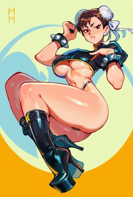 1girls ass ass_focus big_ass big_thighs breasts breasts_out bubble_ass bubble_butt busty camel_toe cameltoe chun-li fanart fat_ass female high_heel_boots high_heels huge_butt huge_thighs marsupialman pinup pussy small_waist street_fighter thick_ass thick_legs thick_thighs thighs thong thong_panties thong_straps thunderthighs underboob