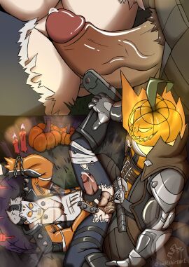 activision anal anal_sex ass balls bara big_balls big_penis blizzard_entertainment boner clothing costume cum erection gabriel_reyes gay gay_anal gay_sex halloween halloween_costume holidays jack_morrison male male/male male_only male_penetrated male_penetrating_male male_pubic_hair muscular muscular_male overwatch overwatch_2 pecs penetration penis precum precum_drip pubic_hair pumpkin reaper sex soldier_76 tight_clothing wolfshirtart yaoi