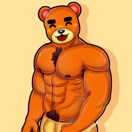 animal_crossing gay hairy_armpits male muscular taonnen teddy_(animal_crossing) teddy_bear