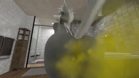 anthro big_ass big_butt big_tail bubble_butt fart fart_cloud fart_fetish farting furry genitals huge_ass large_ass skunk skunk_girl skunk_tail skunksfm stinky_ass tagme tail thick_thighs tongue_out video violet_eyes white_hair