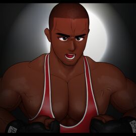 10s 1:1 1boy 2017 bara buzz_cut dark_skin kensuke_(yhs8) male male_only muscles muscular original solo tagme vein veiny_muscles wrestling wrestling_outfit yaoi