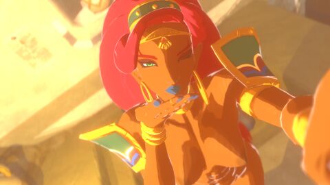 1girls 3d blowing_kiss blue_lipstick breasts dark-skinned_female dark_skin female gerudo inviting_to_fuck inviting_to_kiss inviting_to_oral inviting_to_sex inviting_viewer nintendo nodusfm red_hair selfie the_legend_of_zelda the_legend_of_zelda:_breath_of_the_wild tits_out topless urbosa wanting_sex winking_at_viewer