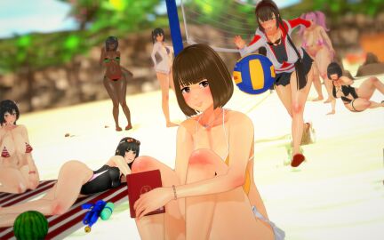 3d 8girls aubre_cooper bbw beach beach_towel blissfully_ignorant blurry_background busty_female dark-skinned_female dark_skin female female_focus female_only flag_bikini funny happy having_fun hina_aragawa imminent_disaster incoming_attack koikatsu light-skinned_female light_skin minami_suo_nami naomi_rose no_idea oblivious oc original original_characters pan-african_flag patricia_nakamura plump queen_of_spades queen_of_spades_symbol she_has_no_idea shino_akemi skimpy_bikini smiling spade_necklace spidey-dude unaware volleyball voluptuous voluptuous_female wholesome yumi_kohno yuuka_hibiki