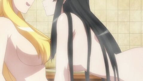 2girls animated ass attempted_rape attempted_sex bath bathing bathroom ben-to ben-tou black_hair blonde_hair breasts female female/female female_on_bottom female_on_top female_only female_rapist large_breasts lesbian_rape lesbian_rapist long_hair medium_breasts multiple_females multiple_girls nude nude_female one_sided_yuri screencap shaga_ayame shared_bathing shiraume_ume sideboob tile_wall tiles water yuri