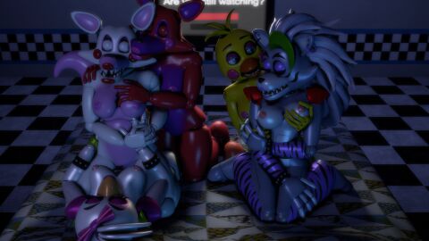 3d 4k bed bedroom bird bird_girl closed_eyes disboi215 female female/female five_nights_at_freddy's five_nights_at_freddy's:_security_breach five_nights_at_freddy's_2 fivesome fnaf fox fox_ears fox_girl fox_tail glamrock_chica_(fnaf) green_hair grey_body grey_hair highres lesbian_couple lesbian_kiss lesbian_sex mangle_(fnaf) netflix_and_chill on_top pink_body pink_cheeks pink_nipples red_cheeks requested_art rosy_cheeks roxanne_wolf_(fnaf) sfm silver_body silver_hair sitting_on_stomach source_filmmaker toy_chica_(fnaf) victoria_(fnaf) victoria_(oc) white_body yellow_body yuri