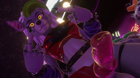 1futa 3d anthro belt_around_belly canid canine_penis five_nights_at_freddy's five_nights_at_freddy's:_security_breach fnaf from_below fur furry futanari intersex knot knotted_penis looking_at_viewer looking_down middle_finger midriff penis roxanne_wolf_(fnaf) roxanne_wolf_(mayosplash) sloppydragons solo tagme vrchat