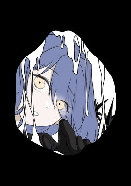 2girls :o absurdres arcana_(reverse:1999) black_background black_gloves blue_hair close-up eyes_visible_through_hair female gaping gloves hair_over_one_eye hand_up highres justina_(sduy5347) long_hair looking_at_viewer looking_into_pussy multiple_females multiple_girls pussy pussy_juice pussy_juice_trail reverse:1999 solo_focus wand yellow_eyes yuri