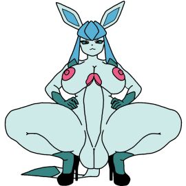 1futa anthro anthro_only ass balls big_balls big_breasts big_penis breasts creatures_(company) crouching curvy curvy_figure eeveelution erect_penis erection furry furry_only futa_only futanari game_freak glaceon high_heels huge_cock intersex nintendo noeropav penis pink_nipples pokemon pokemon_(species) self_upload solo solo_futa tail testicles thick thick_ass thick_thighs
