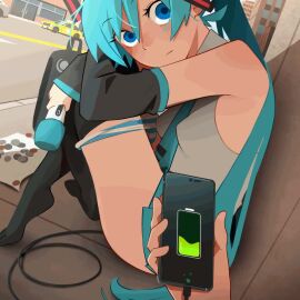 1girls animated hatsune_miku khyleri loading_gun tagme video vocaloid wire_in_pussy