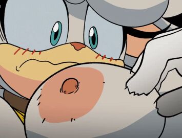 1boy 1girls 2d aerolae animated anthro areolae blue_eyes blush blush_lines breast_fondling breast_grab breasts breasts_apart caress caressing caressing_breasts close-up coolerinker embarrassed female fondling_breast fur furry furry_female gif grabbing_breasts inker_comics inkershike lanolin_the_sheep large_areolae large_breasts male male_hand nipples shocked shocked_expression sonic_(series) sonic_the_hedgehog_(idw) surprised_expression wavy_mouth white_body wide_eyed zoom_in