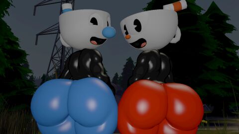 ass big_ass big_butt cuphead cuphead_(game) femboy huge_ass huge_butt male male_only mugman presenting_hindquarters skulltronprime969