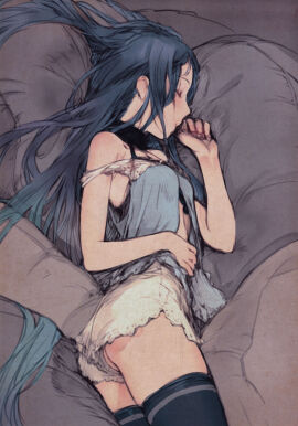 blue_hair female sleeping tagme