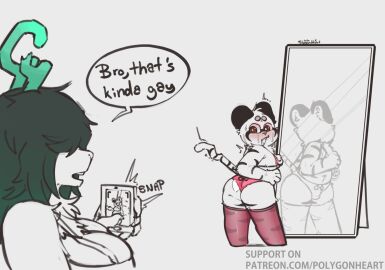 1boy 1futa 1girls anthro blackmail blush breasts comic comic_page deer embarrassed female femboy femboysub femdom futadom futanari huge_breasts humiliation intersex limited_palette male malesub original panties polygonheart shortstack shortstack_femboy size_difference stockings taller_female thepolygonheart thick_thighs tiger toni_(thepolygonheart) yusa_(polygonheart)