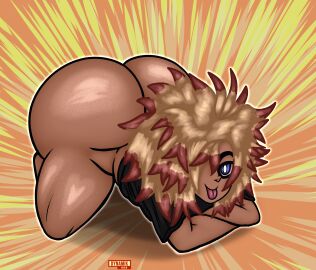 1girls all_fours ass big_ass blonde_hair bottomless bubble_ass bubble_butt clothing dark-skinned_female dark_skin dynamik808 fanart fat_ass female female_only hair_over_one_eye huge_ass large_ass looking_at_viewer mustang_(thestrays) original shirt solo thick_ass thick_thighs tongue tongue_out wide_hips