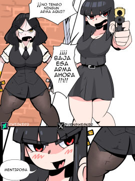1futa 1girls bad_trigger_discipline bangs big_breasts big_penis big_thighs black_hair blind_eye breasts charlotte_(fortnite) clothed dialogue duo erection erection_under_clothes evil_smile female fortnite fortnite:_battle_royale fully_clothed futanari gold_eye gun handgun hime_cut human intersex katana light-skinned_female light-skinned_futa light_skin long_hair marigold_(fortnite) mostly_nude pantyhose penis red_eyes ripped_pantyhose self_upload socks spanish spanish_dialogue spanish_text standing text translated vi_wesker white_skin
