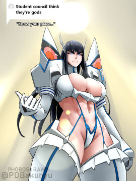 1girls black_hair blue_eyes breasts female female_focus hips huge_breasts junketsu kill_la_kill kiryuuin_satsuki know_your_place light long_hair poisonphoebe solo solo_female studio_trigger thick_thighs thighs wide_hips