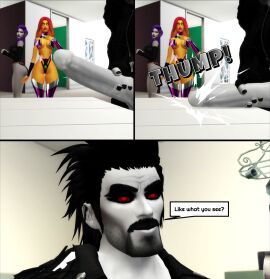 1boy 2girls 3d big_penis dc dc_comics english_text female lobo_(dc) male multiple_females multiple_girls penis penis_on_table pof3445 raven_(dc) starfire teen_titans text the_sims the_sims_4