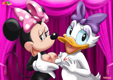 2girls anthro anthro_on_anthro anthro_only ass avian bbmbbf breasts daisy_duck disney female female_only fur34 furry minnie_mouse mouse nipples nude palcomix pose public_domain