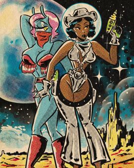 1950s 2girls 50s alien alien_girl alien_humanoid ass big_ass big_breasts bluebelle_(thedarkcartoon) breasts brown-skinned_female brown_body brown_skin bust busty chest curvaceous curvy curvy_figure dark-skinned_female dark_skin digital_media_(artwork) female female_focus hips hourglass_figure huge_ass huge_breasts humanoid josephine_(thedarkcartoon) large_ass large_breasts legs mature mature_female retrofuturism slim_waist thedarkcartoon thick thick_hips thick_legs thick_thighs thighs voluptuous waist wide_hips