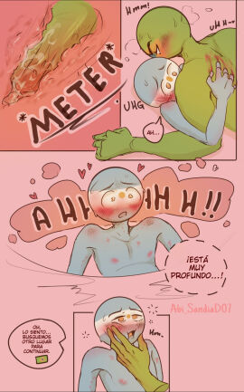 2boys abi_sandia argentina_(countryhumans) bite_mark blush brazil_(countryhumans) countryhumans gay grabbing_face male male_only moan penetration